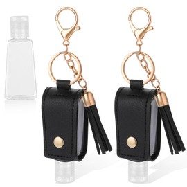 Aiyorse 2 Pcs Small Hand Sanitizer Bottle with Keychain, Portable Empty Travel Bottle Refillable Containers 1oz/30ml Squeeze Bottles for Toiletry Lotion Liquid Soap Shampoo(Black)