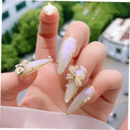 Beavorty 16pcs Pearl Bowknot Nail Art Decorations Rhinestone Accents for DIY Manicure Elegant Nail Accessories for Women and Girls for Home Use and Special Occasions