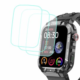 smaate Tempered Glass Screen Protector Compatible with Hvlgmrc P66 1.96 inches Rugged Smart Watch, 3pcs, 9H