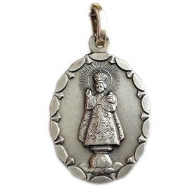 Prague Jesus Medal 925 Sterling Silver, Silver, No Gemstone