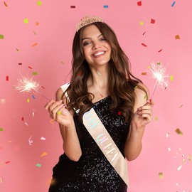 Birthday Sash and Tiara for Women, Birthday Sash for Women, Birthday Crowns for Women, Birthday Queen Sash, Birthday Headband, Birthday Tiara for Women, Rose Gold Birthday Decorations for Girls