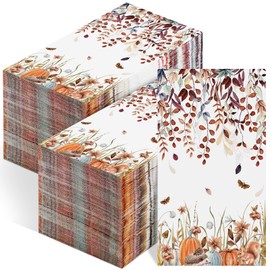 Seajan 200 Pcs Fall Leaves Pumpkin Paper Guest Napkins Disposable Hand Towels for Bathroom Paper Disposable Guest Towels Napkins for Spring and Summer Wedding Bathroom Birthday Dinner Party
