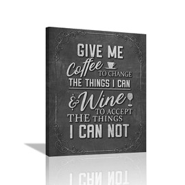SweetFox Black and White Coffee Wall Art Farmhouse Kitchen Wine Pictures Wall Decor Coffee Bar Signs Canvas Painting Print Decor Artworks Framed for Living Room Dining Room Kitchen Cafe 16L" X 12W"