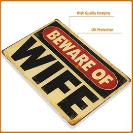 dingleiever-Beware Wife Metal Painting Garage Wall Sticker Antique Decor bar Signs
