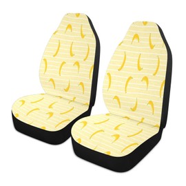 Kigai Yellow Solid Banana Car Seat Covers,Universal Auto Front Seats Protector Automotive Vehicle Seat Cover for Most Cars, Van,Trucks, SUV 1 Set