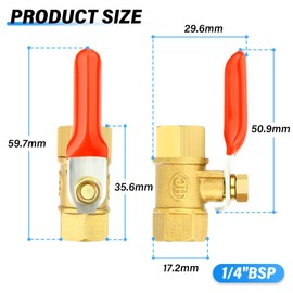 TAILONZ PNEUMATIC 3PCS 1/4 Inch Brass Mini Ball Valve Shut Off Switch, 1/4 Inch FBSP Thread Pipe Fitting
