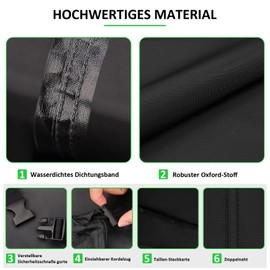 PATWING Protective Cover for Garden Bench, Garden Bench Cover, 600D Oxford, Waterproof, Windproof, UV-Resistant, Suitable for Covering Patio Benches, Rattan Furniture Benches (163 x 66 x 63/89 cm)