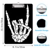 Skull Hand Skeleton Finger Plastic Clipboards with Low Profile Clip