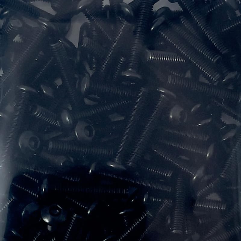 200pcs M3x16mm Black Round Head Hex Key Bolts for Allen