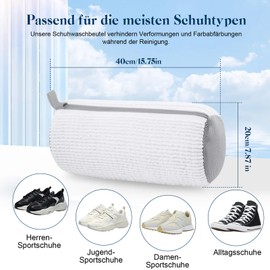 Shoe Wash Bag Washing Machine, Shoe Bag Washing Machine with 360° Cleaning Fluff, Reusable Washing Bag, Shoes Laundry Bag with Zip for Shoe Protection