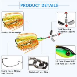 Bass Fishing Lures Buzzbait Spinnerbait Kit Hard Metal Bass Spinner Baits Fishing Lure Multicolor Swimbait Buzz Bait Fishing Lure for Bass Pike Trout Salmon Fishing