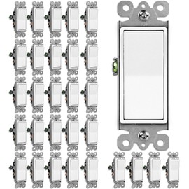 BESTTEN 30 Pack 3 Way Decorator Light Switch, 15A 120/277V, On/Off Paddle Rocker Interrupter, Electrical Wall Light Switches, Single Pole or Three Way, UL Listed, White