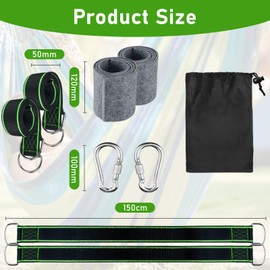 HDAKDDHG Hammock Straps Tree Swing Straps Hanging Kit, Hammock Straps for Trees, Load Capacity 2200LB Hammock Tree Straps for Camping Swings and Hammock (1.5M)