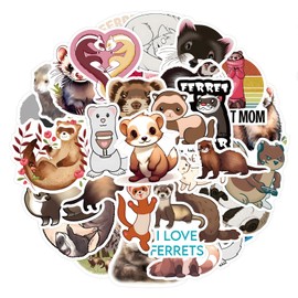 100PCS Ferret Stickers,Ferret Stickers,Teens Boys and Girls Sticker Pack Vinyl Skateboard Guitar Door Laptop Luggage Car Bike Water Bottle Birthday Party Supplies Stickers