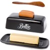 Black Butter Dish with Lid and Knife，Black Butter Tray，Ceramic Butter