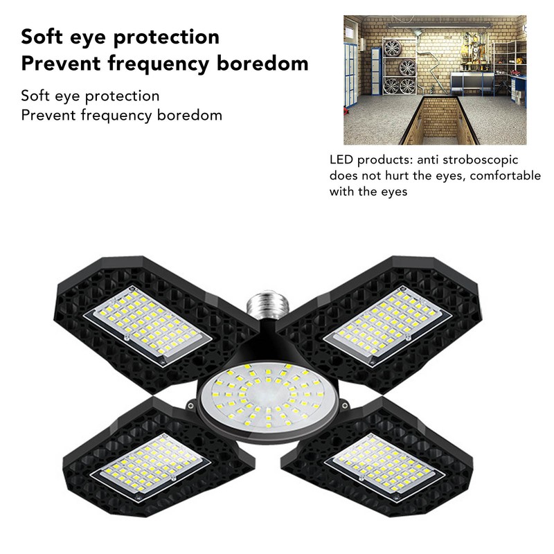 LED Garage Lights Foldable 4 Leaves 100W High Brightness Energy