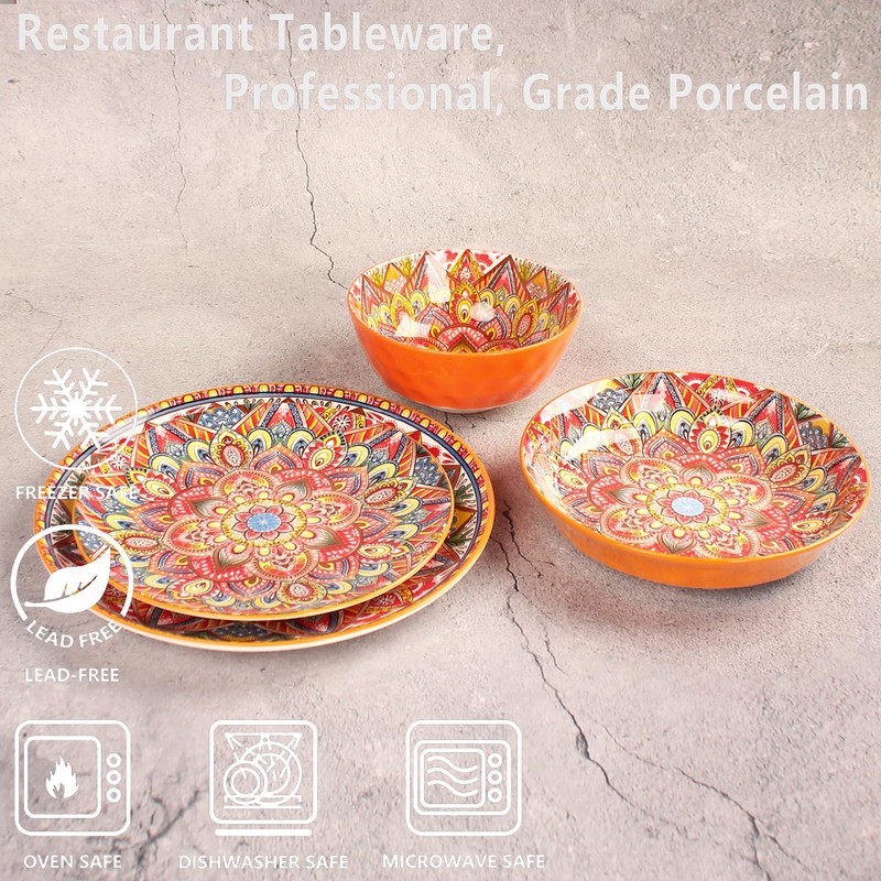 jinsongdafa Mandala Dinnerware Sets (16 PCS) Serves for 4, Buffet