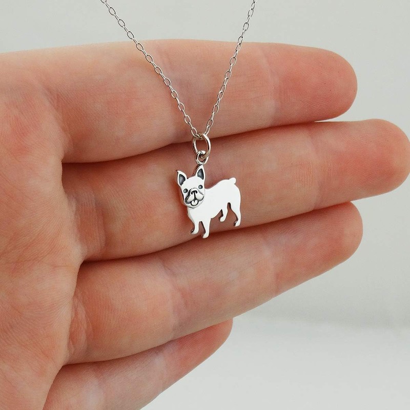 Small Detailed French Bulldog Charm, Sterling Silver