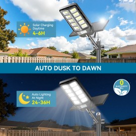 US Warehouse Solar LED Street Light High Brightness IP65 Outdoor Road Lamp with Motion Sensor Ready to Ship for Garden PathwayEmitting Color: White, Lamp Power(W): LA062, Battery Capacity: 12000mAh