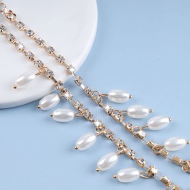 Atentuyi Tennis Necklace Rhinestones Choker Gold Chain Pendant Pearl Necklace Cubic Zirconia Chain Bridal Wedding Cz Necklace Jewelry for Women and Girls