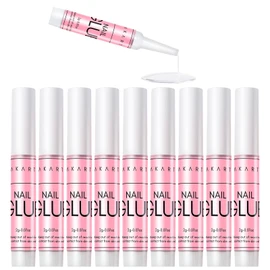 Makartt Nail Glue for Artificial Nails - Pack of 10 Nail Glue Nail Glue for Tips Extra Strong, Quick Drying in 5 Seconds, for Gel Nails, Glitter, Rhinestones, Diamante