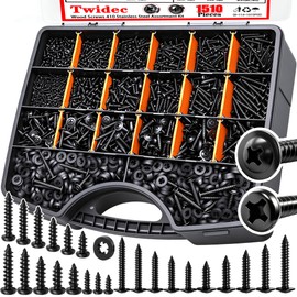 Twidec/1510PCS Black Wood Screws M2 M3 M4#8#10 Truss Head＆Pan Head Screws