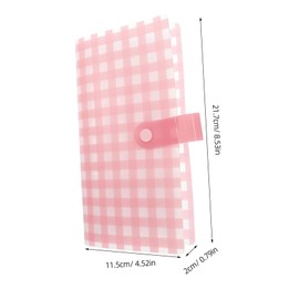 NOLITOY Frosted Portable Photo Card Album Holder Button Lock Compact Organizer for Business Cards Photos Cute Cartoon Grid Design