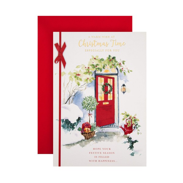 Hallmark Christmas Card - Traditional Illustrated Christmas Door Design