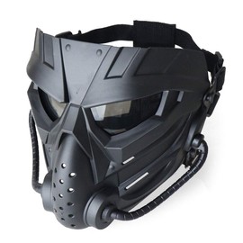 SHENKEL 2-Way Full Face Face Guard with Anti-Fog Cloth Compatible with FAST Helmets, Black, Lens (Gray), Airsoft Paintball