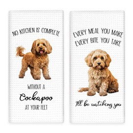 Lengues Funny Cockapoo Kitchen Towels Set of 2, Dog Decor Hand Towels for Kitchen, Gifts for Dog Lovers Dish Towel, Funny Every Meal You Make Every Bite You Take Hand Towel for Home Decor 16x24 Inch