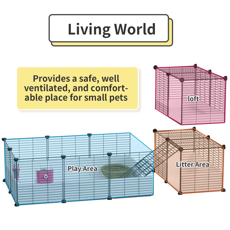 Oneluck Guinea Pig Cage,Indoor Habitat Cage with Waterproof Plastic Bottom,Playpen