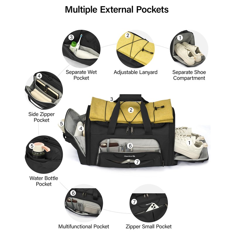 Hanke Expandable Carry On Luggage Bag,3 in 1 Duffle Bag