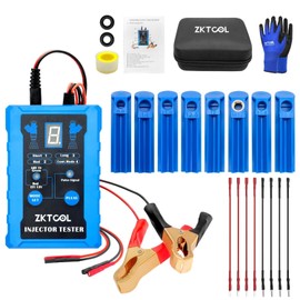 ZKTOOL Universal Fuel Injector Cleaner And Tester Kit, 8 Pulse Modes, 4 Wire Dual Channel for 2 Fuel injectors, 8 Size Cleaning Adapters, 12V/5V Output Power-Test and Clean Two Fuel Injectors