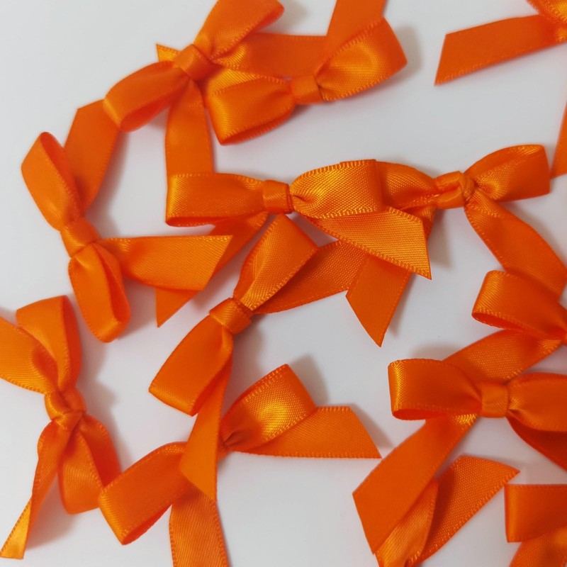 Micomon 50pcs 1-1/2" Mini Orange Satin Ribbon Bows Without Twist