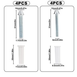 Tinoaly 8pcs Bifold Door Hardware, 3/8in and 7/16in Carbon Steel Bifold Closet Door Hardware Kits Bottom Pivot Kit Replacement
