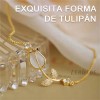 Leawede 2pzs Collar Y Pulseras Tulipán Oro Regalos Para Mujer