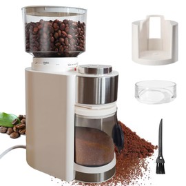 Vaolvpant Electric Burr Coffee Grinder with 25 Grind Setting for 2-12 Cup Adjustable Stainless Steel Dosing Bean Mill Home Automatic Conical Freshly Ground Espresso Grinder with Cleaning Brush White