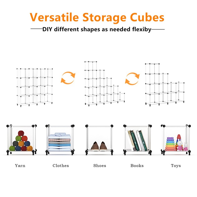 AWTATOS Cube Storage Organizer, 16 Cube Closet Organizer, Stackable Storage