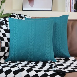 Uhomy 2 Packs Decorative Throw Pillow Cover 20x20 Inch Super Soft Cushion Case Artistic 3D Elegant Modern Farmhouse for Living Room Couch Bed Sofa,Luxury Square Pillow Cover, Peacock, Home Decor 50 cm