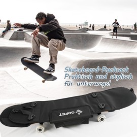 QOPET Skateboard Backpack Made of Thickened 900D Oxford, Cruiser Board Bag, Waterproof Electric Skateboard Bag, Foldable Backpack for Skateboarding