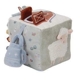 Little Dutch Feeling Cube Fabric Activity Play Cube Activity Cube Farm Sheep Green - Little Farm