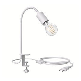 ledscom.de LELE Clamp Light with Gooseneck White with E27 Lamp Energy Efficiency Class A (Warm White, 4W, 848lm)