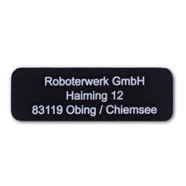Roboterwerk Drone Marking Signs with Laser Engraving, Aluminium, 31 x 19 mm or 30 x 10 mm, Black Anodised Text, e-ID and Registration Number, Sticker (Black, 30 x 10 mm)