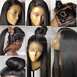 Human Hair Wigs with Baby Hair Silky Straight Remy Braziilian Human Hair Wig for Black Women Glueless Human Hair Lace Front Wigs Pre Plucked Lace Frontal Wig Human Hair Straight #1 180% Density 10"