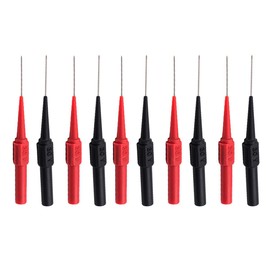 10PCS 0.7mm Test Probe Pins, Non-Destructive Insulation Wire Piercing Needle, Stainless Steel Back Probe Pins, Tip Multimeter Probes for Banana Socket Plug, Car Tester (Black&Red)