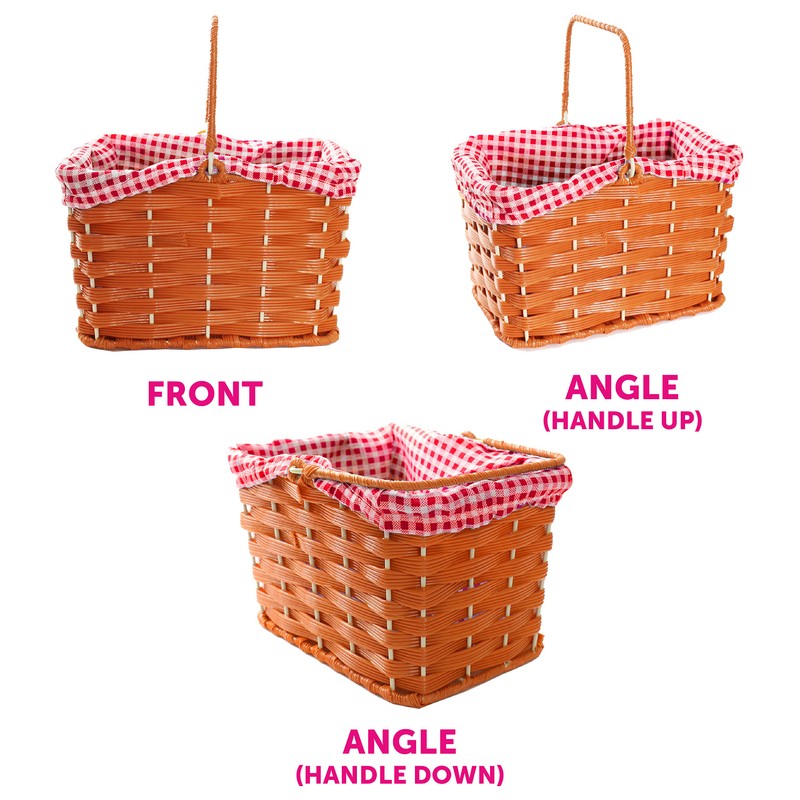 Plastic Basket With Red Gingham Cloth and Handle Perfect for