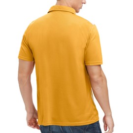 TIHEEN Mens Polo Shirts Short Sleeve Quick Dry Moisture Wicking Performance Golf Polo Shirts(2XL,Yellow)