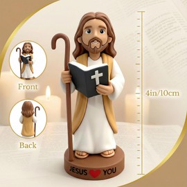 Framad 4" Big Jesus Figures, Large Jesus Loves You Car Decor Figurines, Gifts Teens Christmas Easter Egg Stuffers Fillers