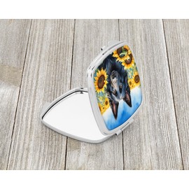 Caroline's Treasures Belgian Sheepdog in Sunflowers Compact Mirror Decorative Travel Makeup Mirror for Women Girls Gifts Pocket Makeup Mirror Folding Handheld
