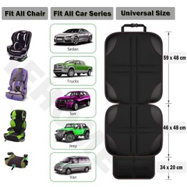 Car Seat Protector for Child Seat, 2 Pack Seat Mats for Car, 600D Thick Waterproof Car Seat Cover Non-Slip Backing Pad for Pets, Universal Wear Resistant Carseat Mat with Organizer Pockets